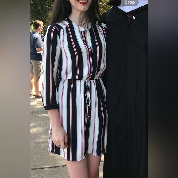 DR2 Black and White Striped Mini Dress - Picture 1 of 4